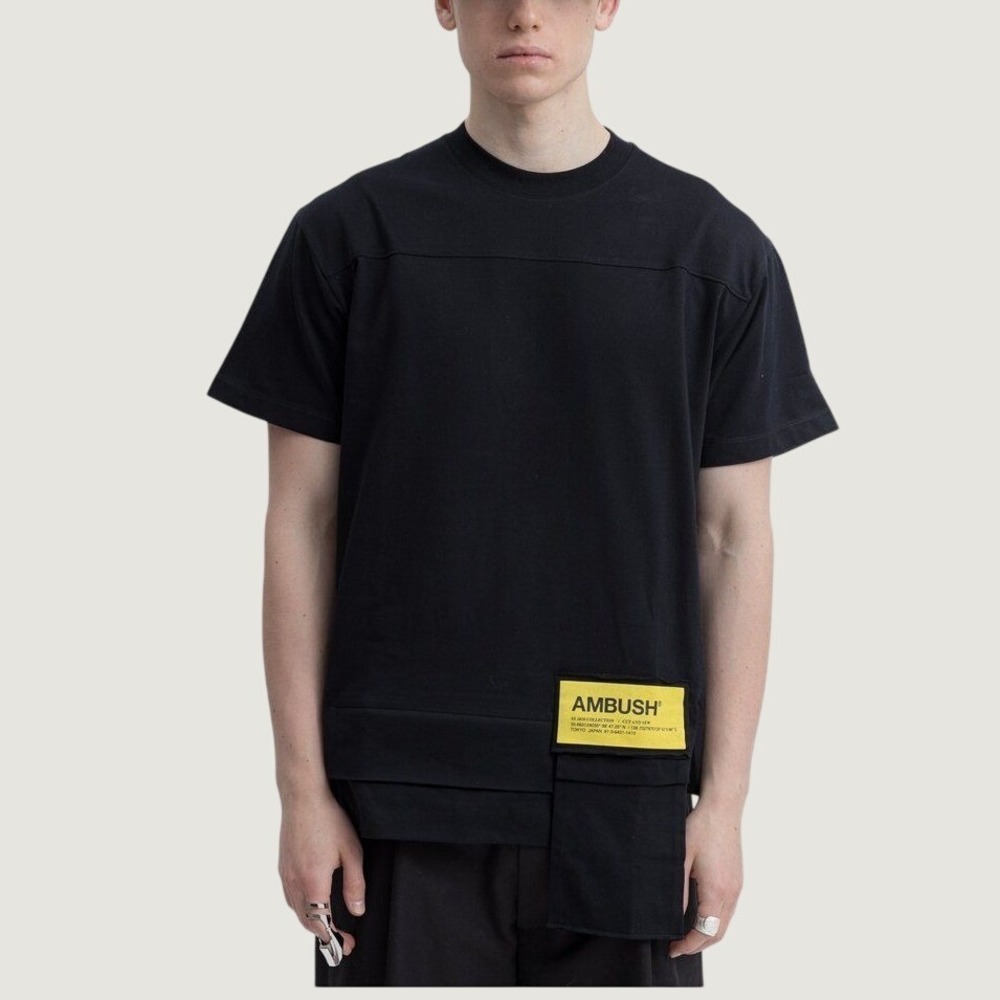 Ambush T-Shirt SS2020 Cut and Sew Pouch Strap Black Size 2 Medium